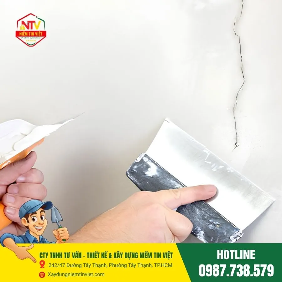 Xử lý vết nứt tường nhỏ